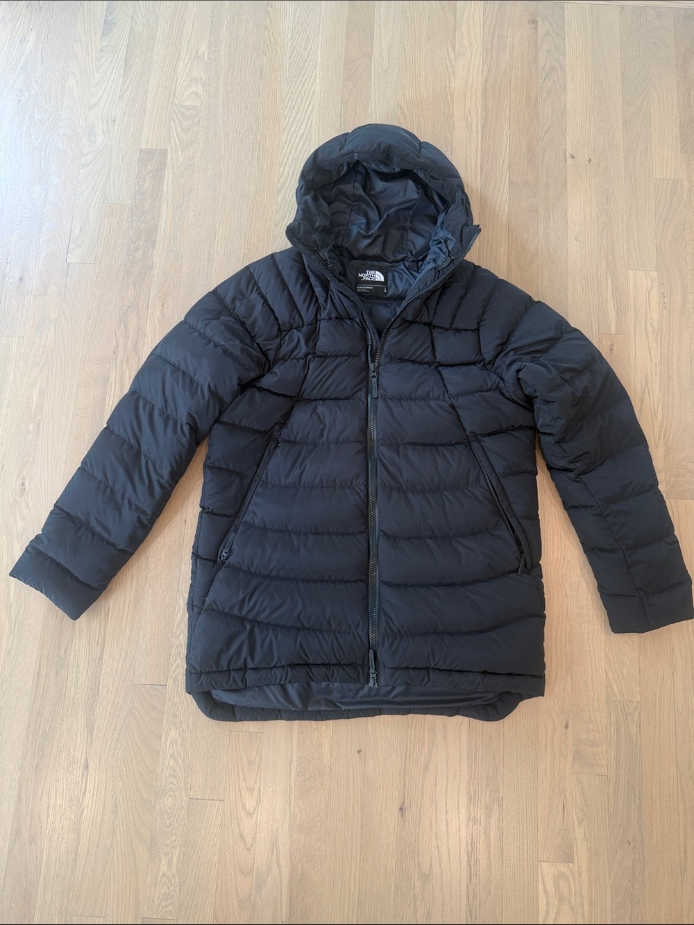 The North Face Men's Black Hooded Quilted Puffer Coat Large 550 Down